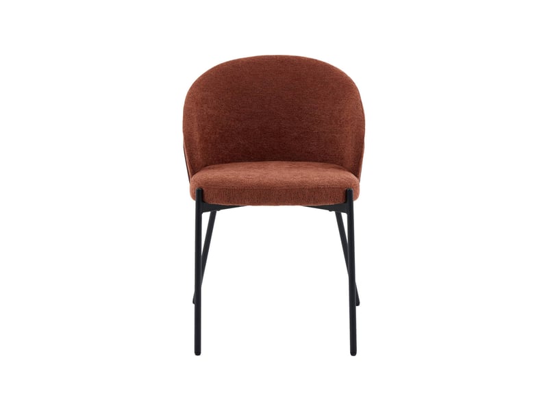 Lot de 2 chaises bois de peuplier teinté noyer. Acier noir et tissu texturé terracotta - paul - Conforama E