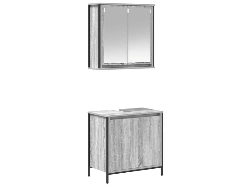 Ensemble de meubles de salle de bain 2 pcs en bois d'ingénierie gris sonoma - Conforama A