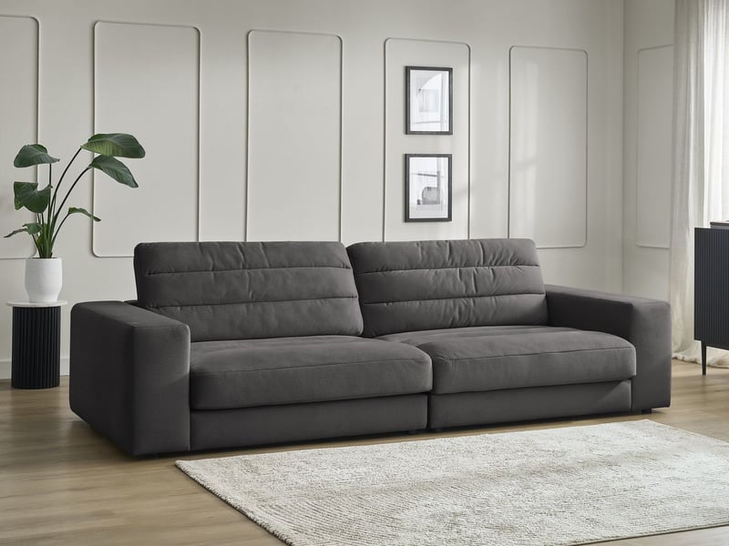  Bobochic canapé droit fixe 3 places sierra velours noir SIERRA - Conforama D