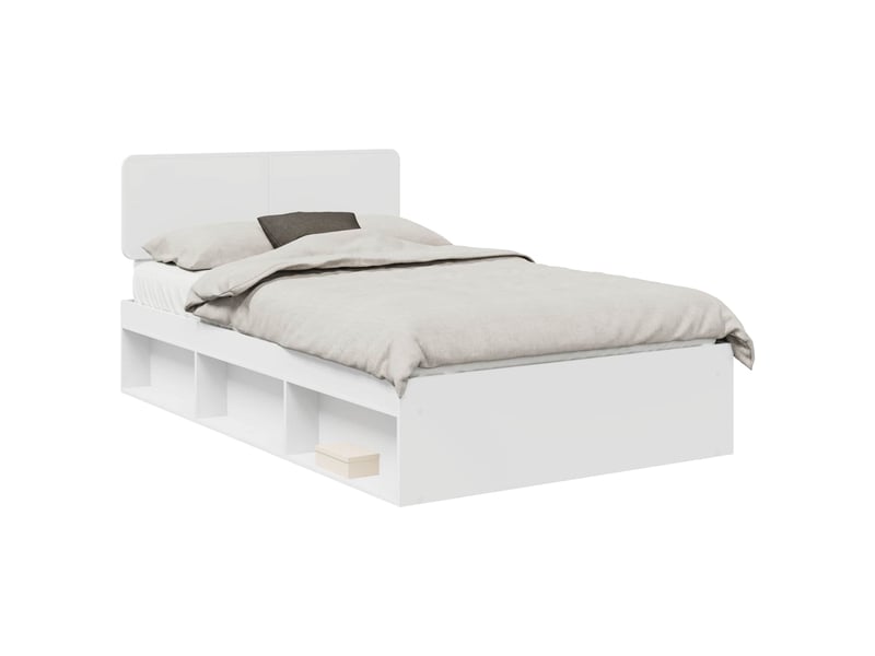  Lit double- lit adulte -  cadre de lit avec tête de lit blanc 120 x 200 cm pin massif  - Conforama A