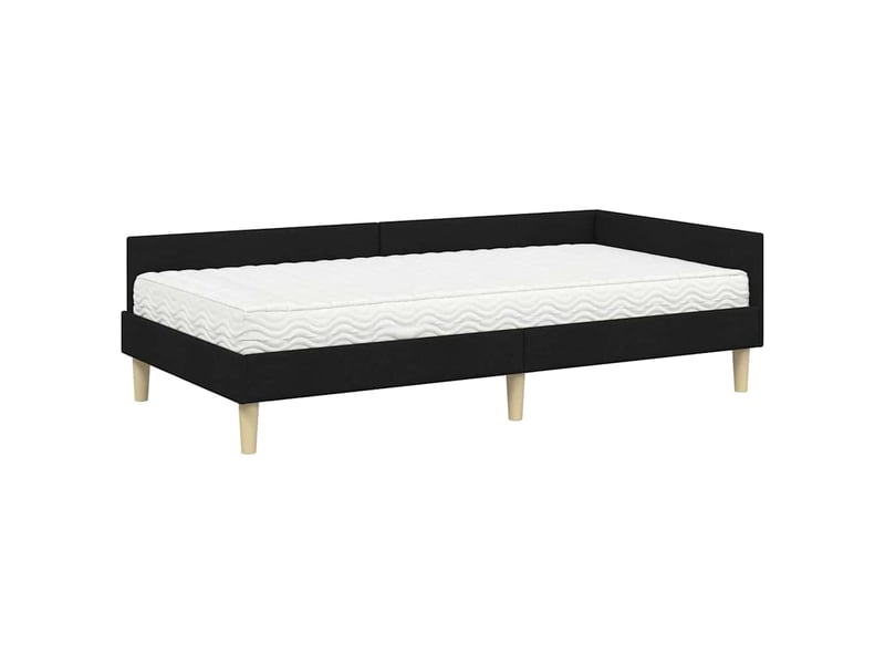 Lit simple- lit adulte - cadre de lit d'angle avec matelas 2 pcs noir 100 x 200 cm tissu - Conforama C