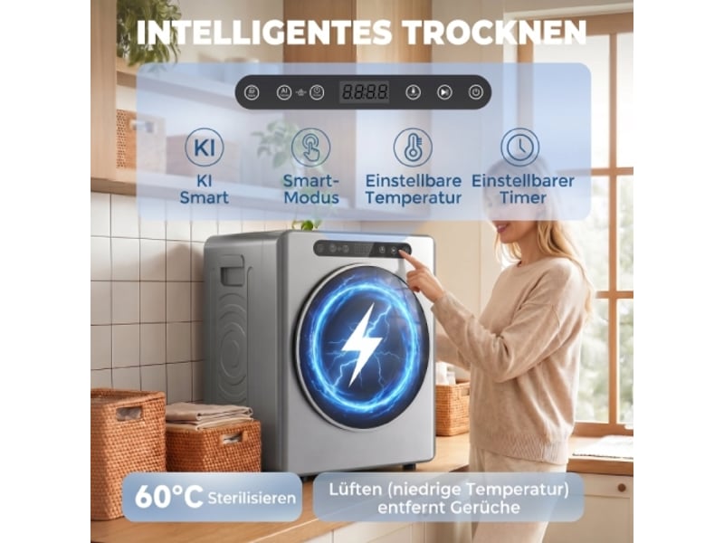  Sèche-linge compact 5 kg, 1000 w, tambour inox, minuterie, chargement frontal, argenté  - Conforama E