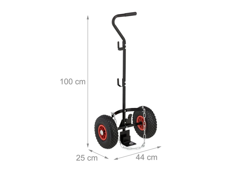  Chariot de transport bouteille de gaz ergonomique 29 x 35 x 85 cm avec crochets pratiques en acier noir 13_0012483  - Conforama B
