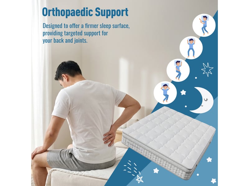  Matelas à ressorts ensachés hybride 180x200 cm épaisseur 25cm, 7 zones confort, mousse froide, fermeté H3, respirant, certifié OEKO-TEX, pour adulte  - Conforama E