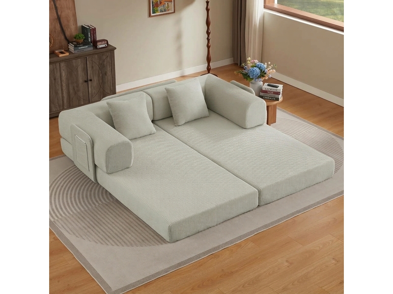  Canapé convertible 3 places beige canapé de sol tatami en mousse  - Conforama B