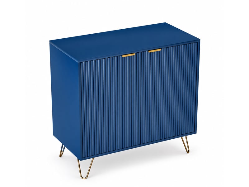  Buffet bleu 80 cm armoire de cuisine avec 2 portes, meuble de rangement avec poignées et pieds métal  - Conforama A