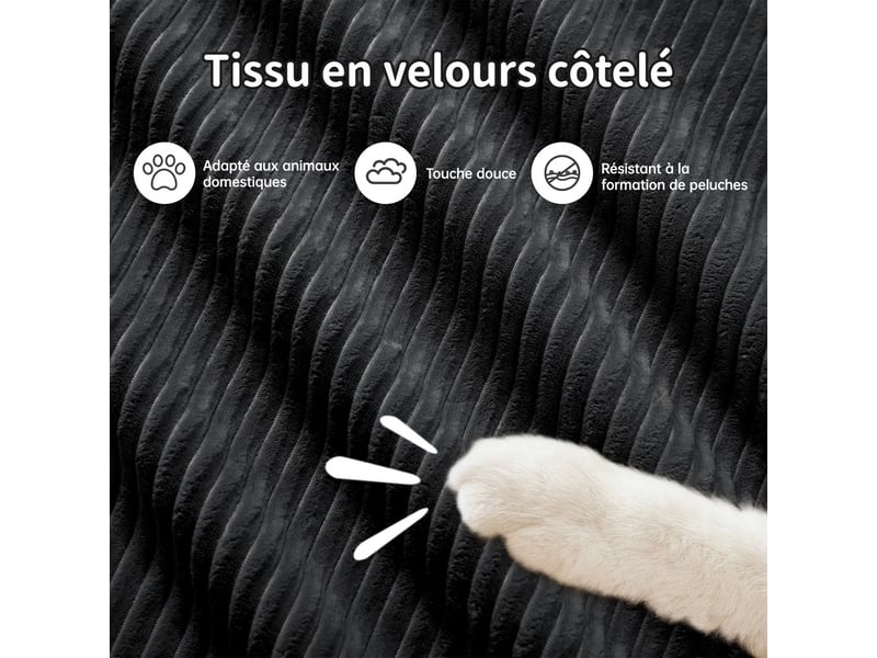 Canapé modulable 3 places en velours côtelé noir, 298 x 178 x 70 cm, sans armature, sans montage, livré compressé, base antidérapante, pour le salon CARDUME ESTIVAL - Conforama E