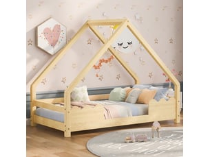 Lit cabane 90x200 cm FLORAGRACE coloris naturel