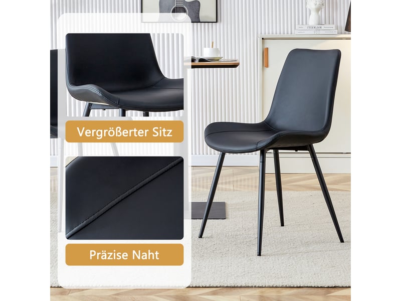  Ensemble table et chaises salle a manger ronde, table à manger avec 4 chaises en similicuir noir en mdf de 100 cm de diamètre  - Conforama R