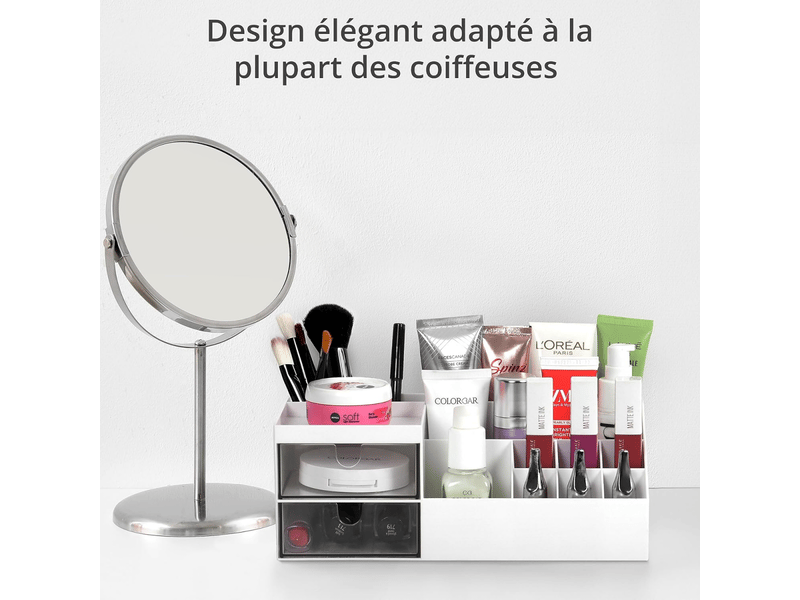  Organisateur maquillage blanc - rangement produit de beauté &amp; fournitures de bureau multifonction pour meuble  - Conforama D