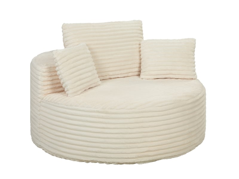  Fauteuil rond 1 place 130x130 cm – crème – assise profonde en mousse haute densité, 4 coussins  - Conforama A