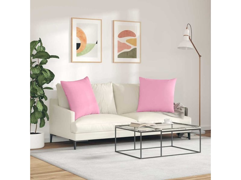  Lot de 2 coussins de canapé, coussins décoratifs tissu rose 80 x 80 cm cf58938  - Conforama D