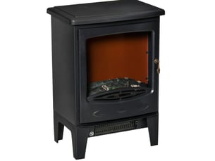 Cheminée électrique 39x26x54,8 cm noire en acier, flammes led et 2 niveaux de chauffe 900 w et 1800 w