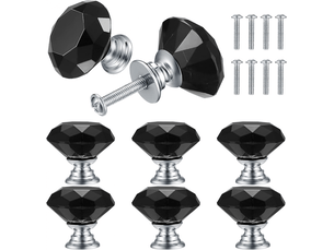 8 boutons de porte en cristal, poignées de tiroir de coiffeuse, boutons pour cuisine, salle de bain et bureau.
