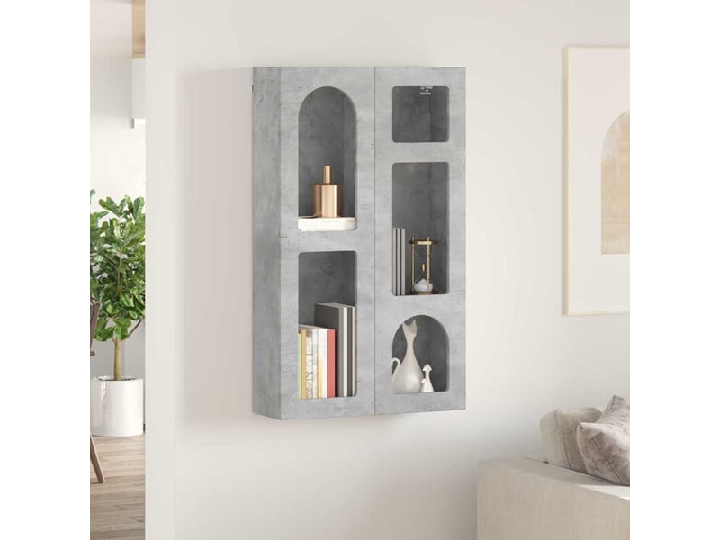  Armoire suspendue, meuble de rangement avec étagère elst gris béton 59x20x100 cm  - Conforama D