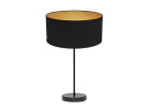 Fabrilamp anuska grande lampe à poser noir doré, abat-jour textile intérieur doré, 1 x e27, 62 cm