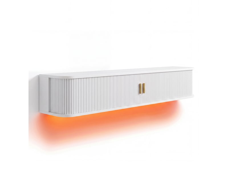  Meuble tv suspendu noir 175 cm led mdf meuble tv blanc - Conforama E