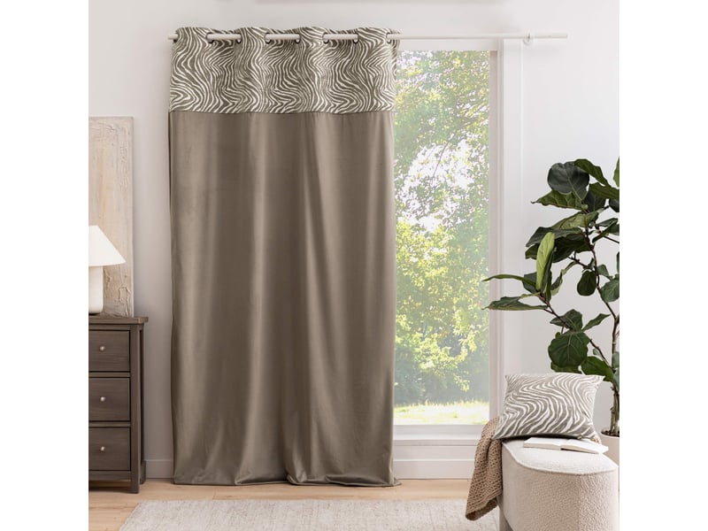  Rideau tamisant à œillets en velours avec bandeau jacquard zébré 140x240 cm  - Conforama E