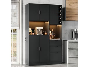 Meuble de rangement 180 x 105 x 40 cm meuble haut meuble à vin étagères réglables 3 tiroirs casier à bouteilles éclairage led à couleurs changeantes prises intégrées