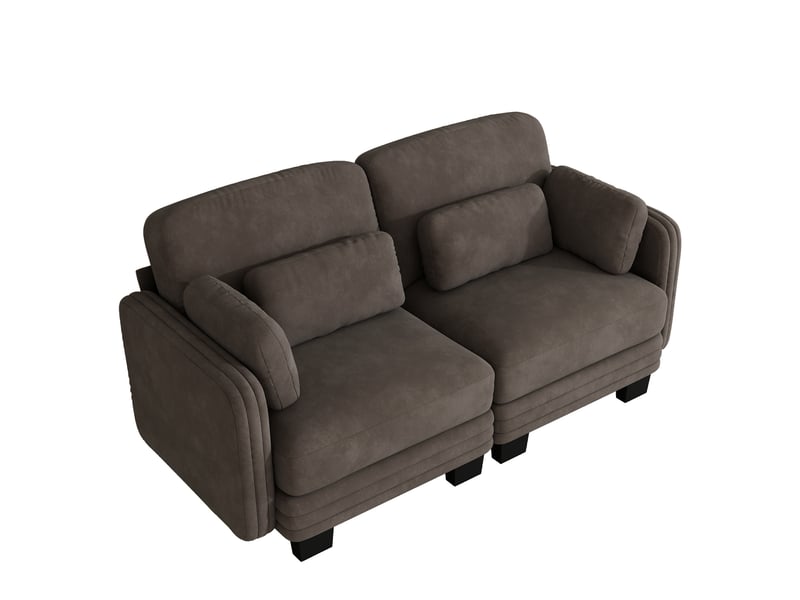  Canapé modulaire 2 places 176x88x88 cm en chenille marron  - Conforama A