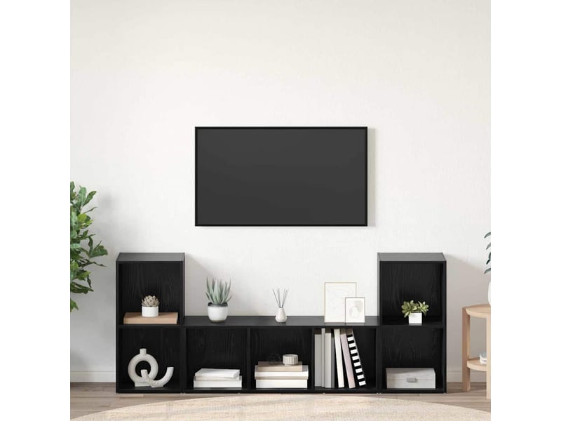  Ensemble meuble tv - banc tv - meuble de rangement 3 pcs noir bois d'ingénierie  - Conforama B