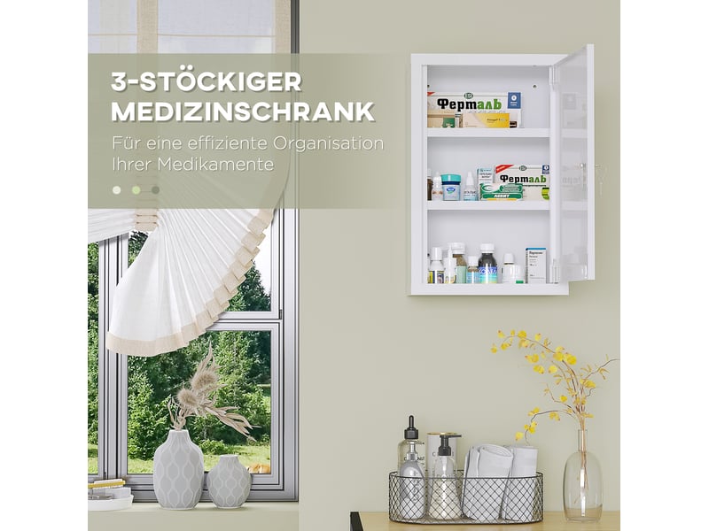  Armoire à médicaments verrouillable 30x14x46 cm à 3 compartiments en acier blanc  - Conforama E