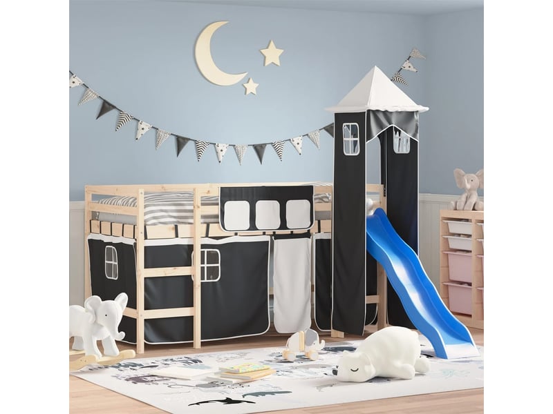  Rideaux pour lit mezzanine avec tour blanc et noir polyester cf44928  - Conforama B