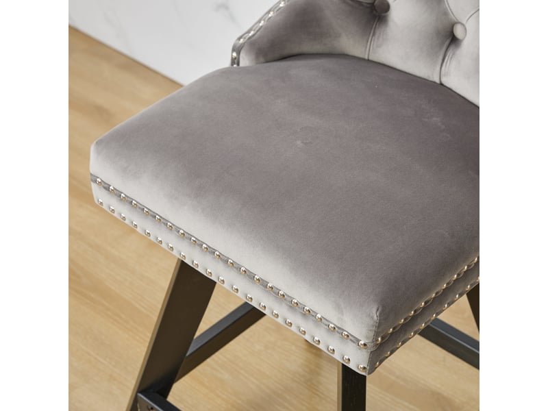  Lot de 2 tabourets de bar pivotants en velours gris W3223P403724 - Conforama E