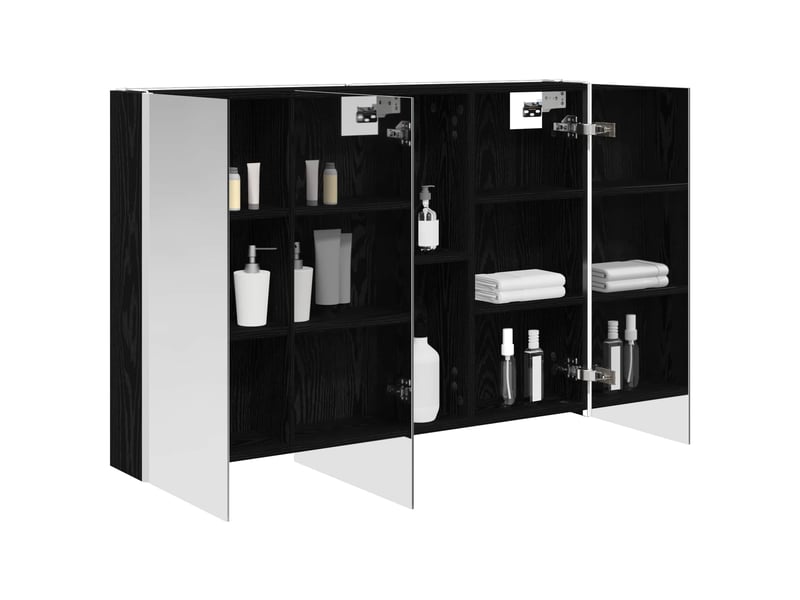 Armoire miroir salle de bain, meuble de rangement chêne noir 103.5x15.5x70 cm - Conforama C
