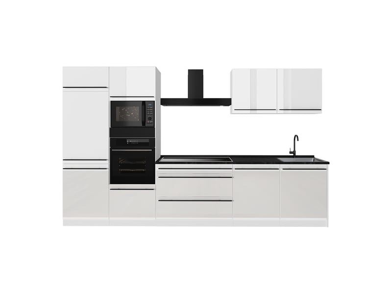  Vicco cuisine, blanc haute brillanceblanc, 340cm plan de travail anthracite  - Conforama A