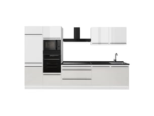 Vicco cuisine, blanc haute brillanceblanc, 340cm plan de travail anthracite