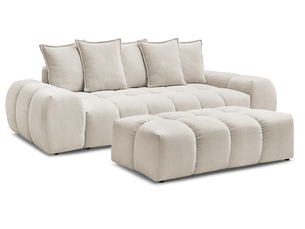 Canapé droit convertible BOBOCHIC EVEREST 3 places Tissu beige avec coffre de rangement