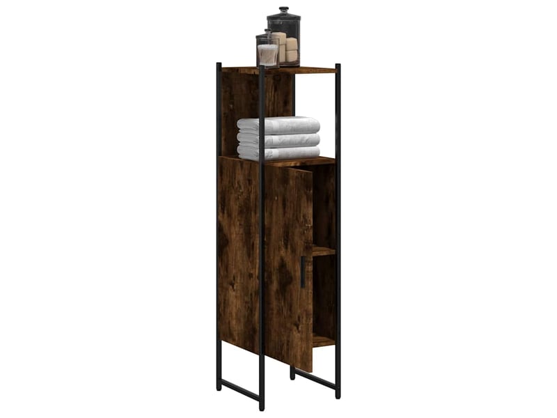  Armoire de salle de bain, meuble de rangement chêne fumé 33x33x120.5 cm  - Conforama D