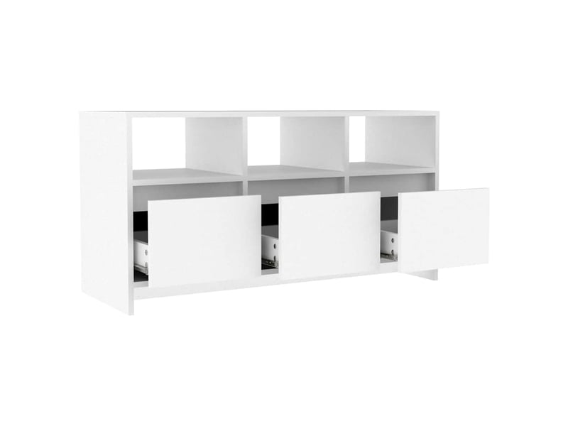  Meuble tv - banc tv - meuble de rangement blanc 102x37,5x52,5 cm bois d'ingénierie  - Conforama E