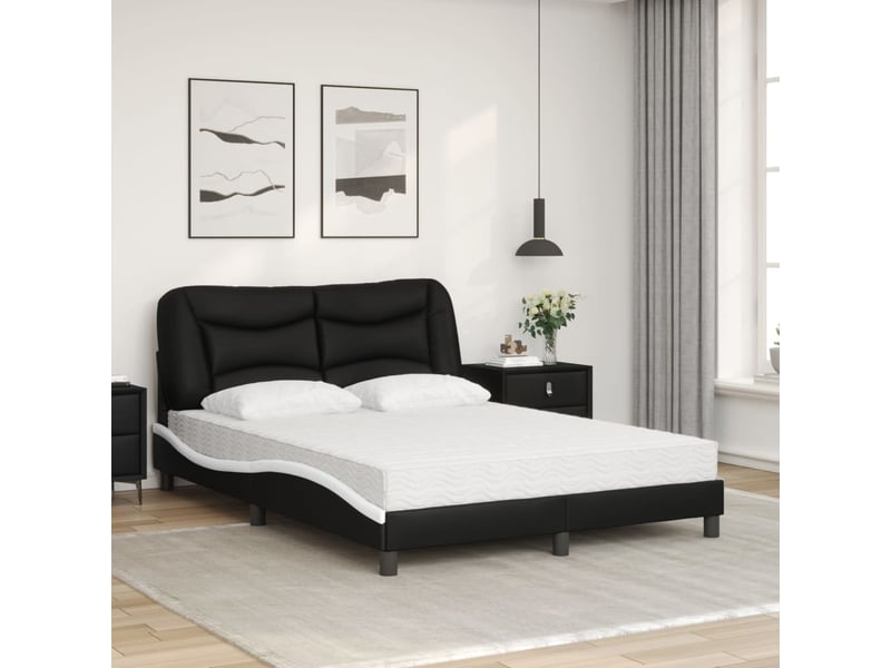Lit avec matelas hvar noir et blanc 120x200 cm similicuir - Conforama C