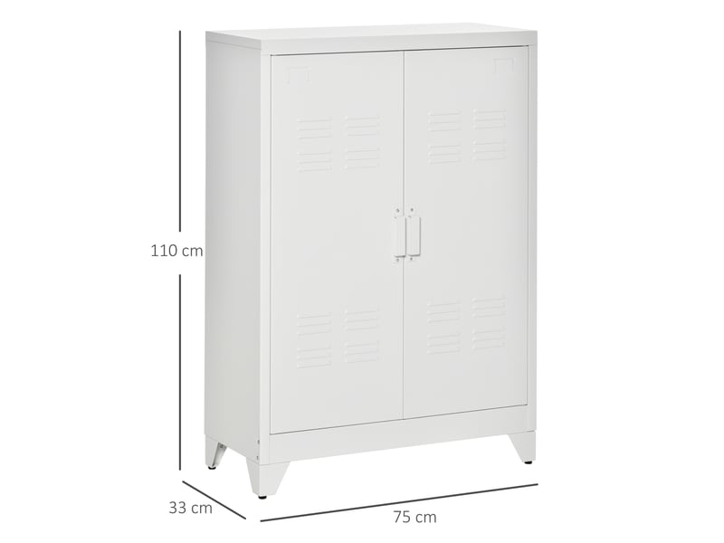  Armoire de bureau en métal 2 portes étagères réglables 75 x 33 x 110 cm blanc  - Conforama C