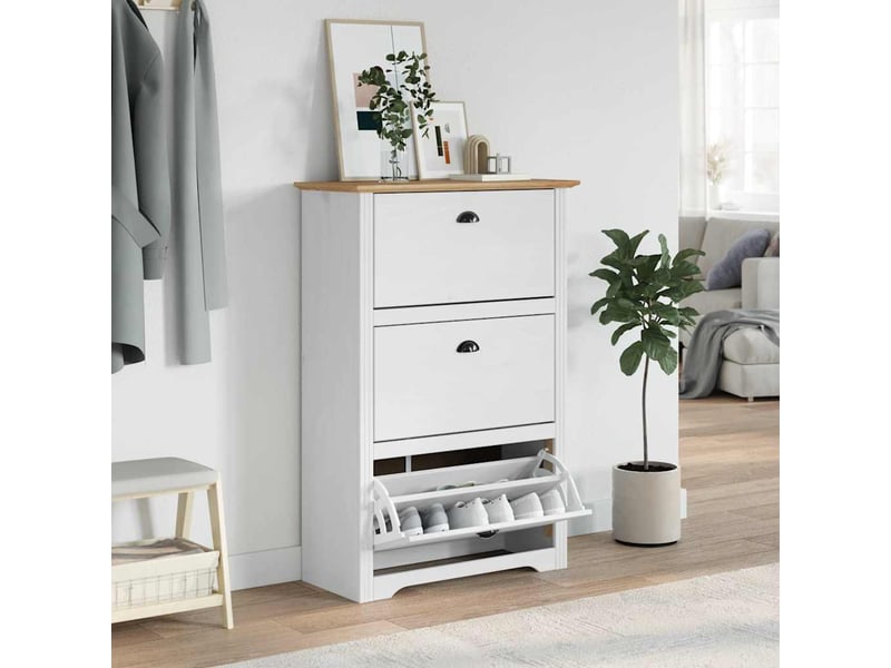  Meuble à chaussures, étagère à chaussures bodo blanc et marron 80x35x118 cm  - Conforama C