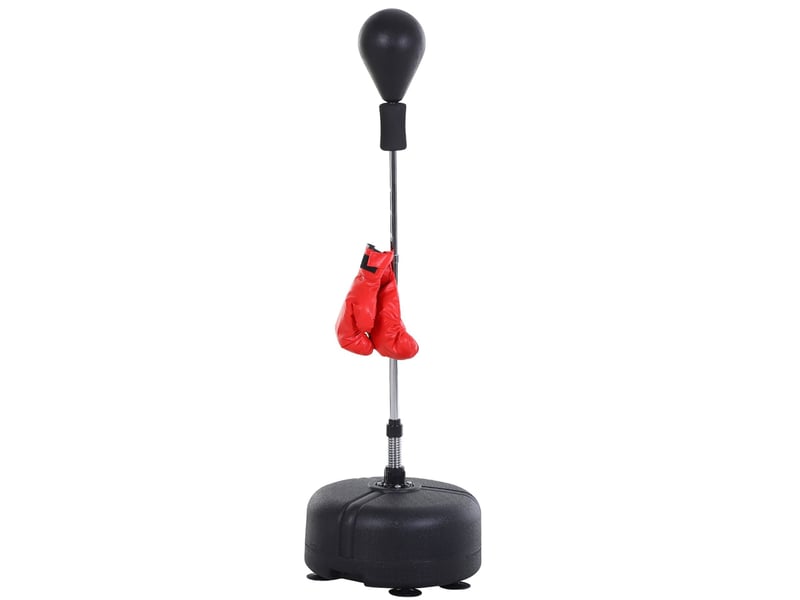 Punching-ball sur pied noir réglable de 136 à 154 cm avec gants, pour entraînement débutant ou confirmé - Conforama A