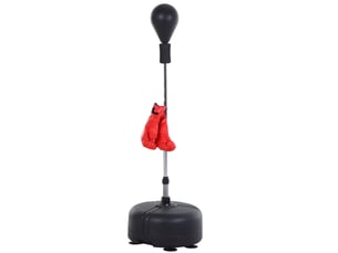 Punching-ball sur pied noir réglable de 136 à 154 cm avec gants, pour entraînement débutant ou confirmé