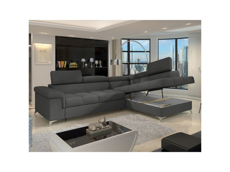 Canapé d'angle convertible palazzo 4 places gris foncé – angle droit avec 1 coussin - Conforama D