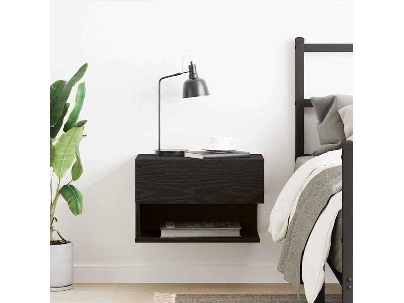  Table de chevet - cabinet de chevet - table de nuit chêne noir 46 x 30 x 30 cm bois d'ingénierie  - Conforama C
