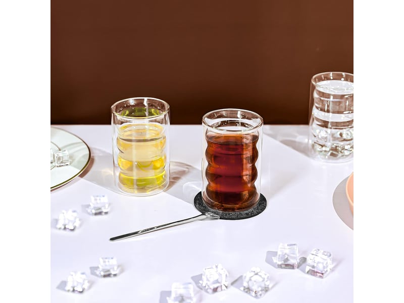  Lot de 4 verres à latte macchiato double paroi en verre borosilicate 350 ml - 12 x 8 cm - transparent  - Conforama B