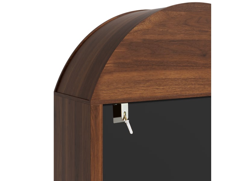  Buffet haut 6 portes en mdf et panneau de particules bois foncé, vitrine et étagères réglables pour ranger  - Conforama D