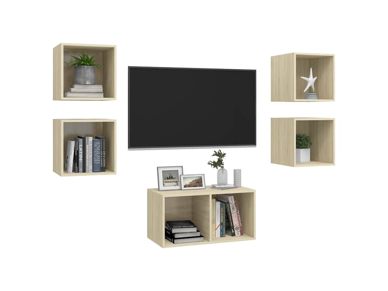  Ensemble de meubles tv 5 pcs chêne sonoma bois d'ingénierie shl39708  - Conforama C
