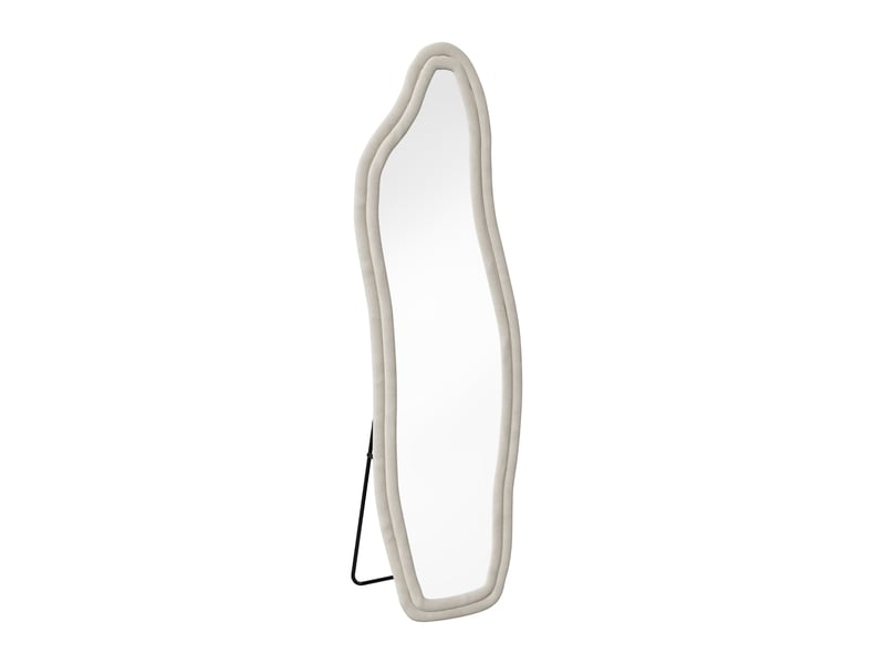  Miroir sur pied - 160 x 50 cm - blanc - miroir asymétrique grand format design dauphin, cadre en veloursflanelle, style artistique et romantique  - Conforama A