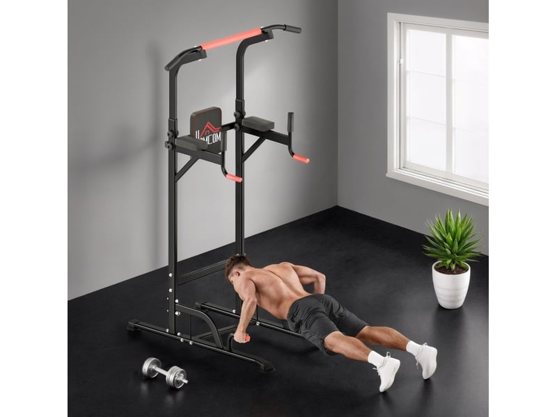 Tour de musculation 123x98x239 cm réglable métal rouge et noir - Conforama B