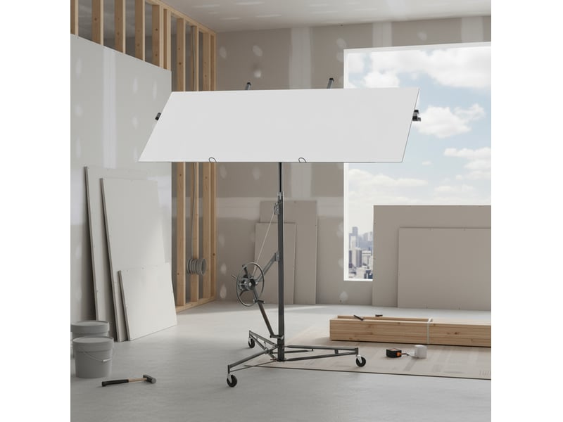  Élévateur de plaques pliable pour plaques de plâtre 68 kg, hauteur réglable 180-470 cm, 3 roues avec frein evryae  - Conforama B