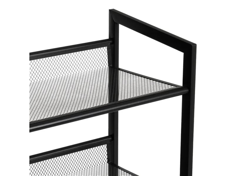  Etagère meuble à chaussures à 2 niveaux en métal grillagé noir,capacité 6 paires - longueur 64 x profondeur 23 x hauteur 39 cm  - Conforama E