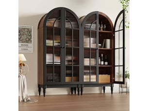 Buffet de cuisine haut 152x35,5x165 cm noir avec portes en verre et rangements