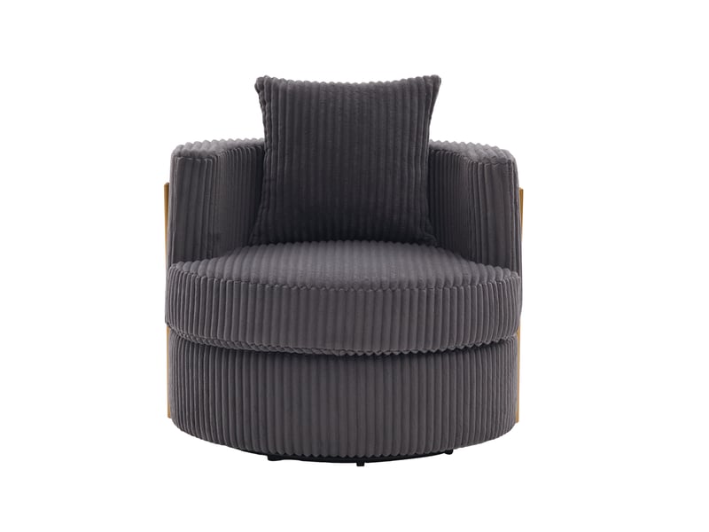  Fauteuil de loisirs pivotant 360° en velours côtelé, lot de 2, rangement sous assise pour salon et chambre  - Conforama A
